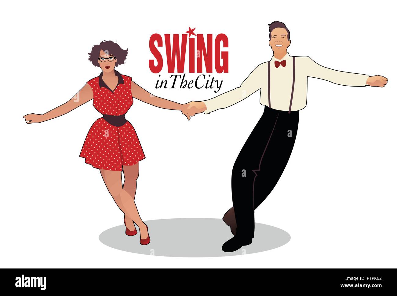 Lustig Paar tanzen Swing, Rock oder Lindy Hop Stock Vektor