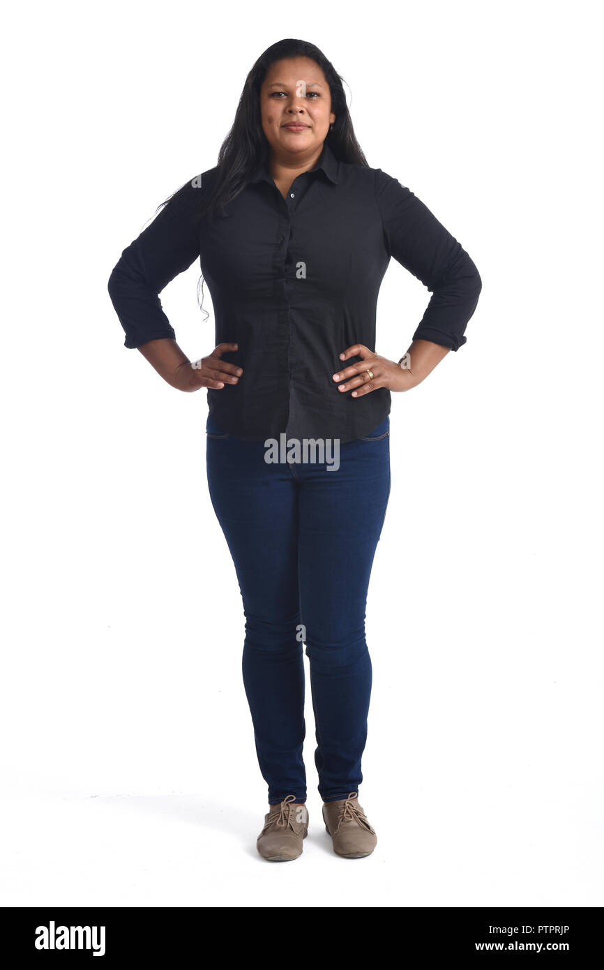 Portrait von lateinischen Frau auf Weiß Stockfoto