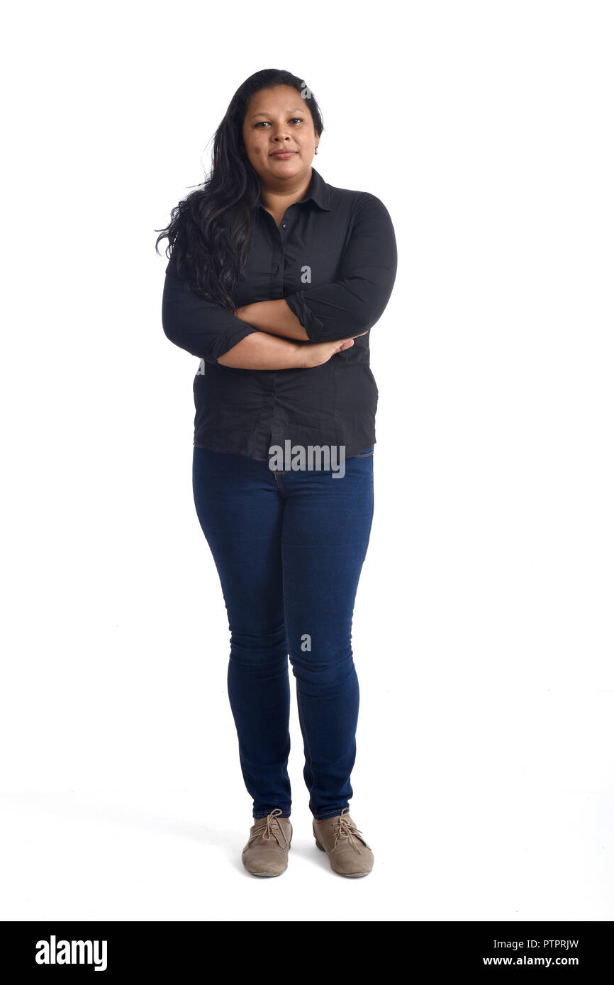 Portrait von lateinischen Frau auf Weiß Stockfoto