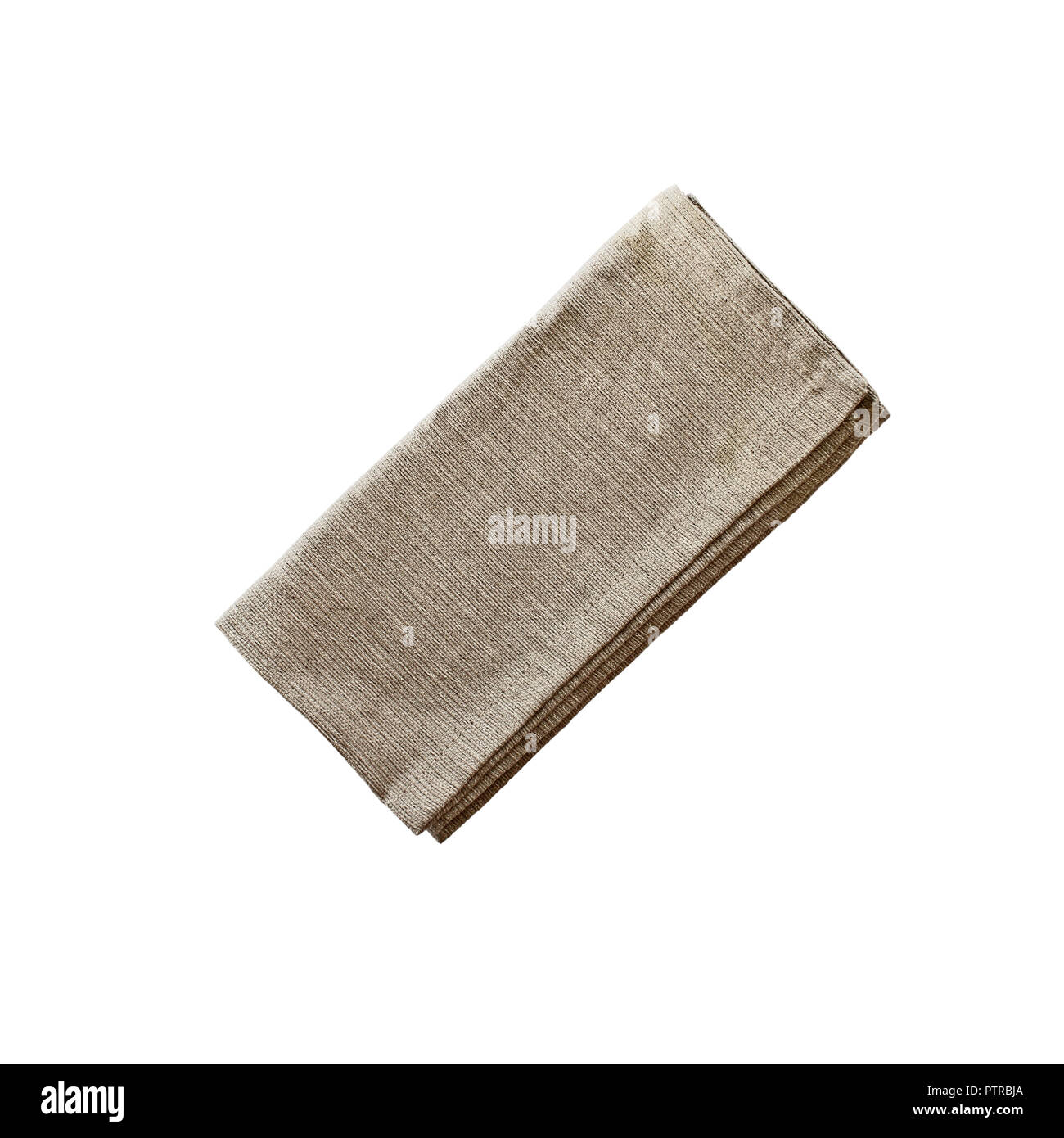 Gefaltete handtücher Serviette isoliert über einen weißen Hintergrund mit Freistellungspfad enthalten. Bild geschossen von Overhead. Stockfoto