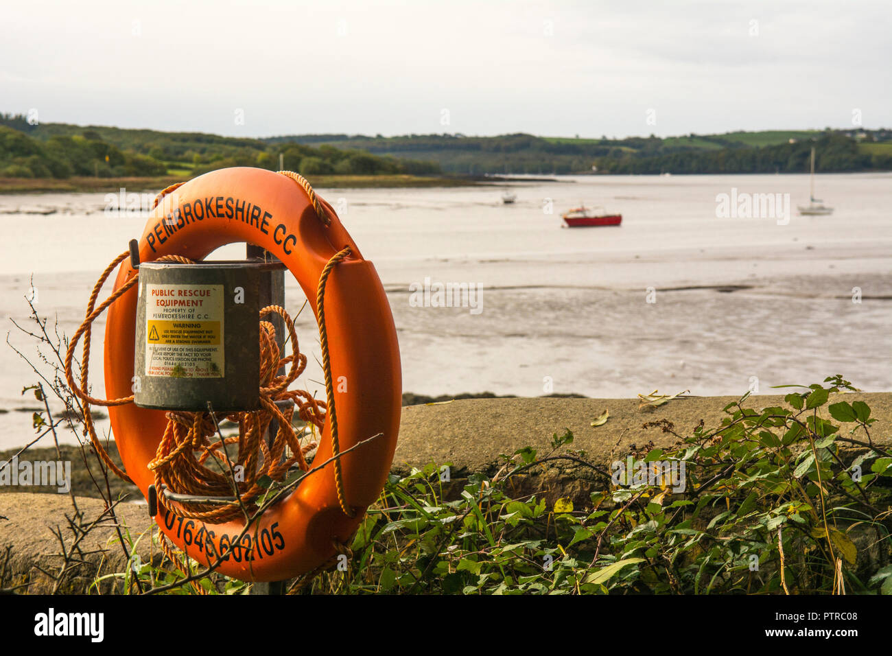 Leben Boje auf der Küste von Pembrokeshire, Wales, Großbritannien Stockfoto