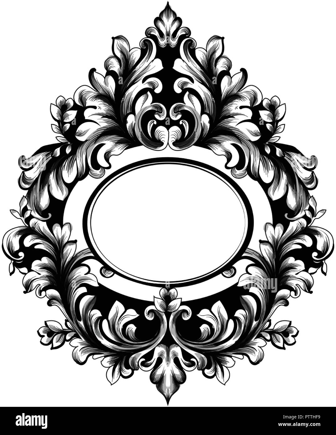 Barocke Ovaler Rahmen Vektor. Französischen Luxus reiche filigranen Ornamenten. Royal Victorian Style spiegel Dekor Stock Vektor