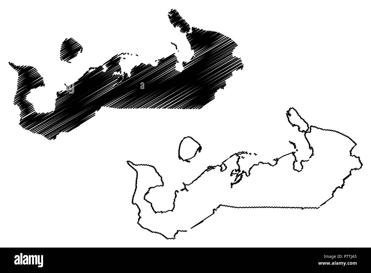 Sakhalin (Russland, Subjekte der Russischen Föderation, autonomen Okrug) Karte Vektor-illustration, kritzeln Skizze Stadt Bukarest Okr Stock Vektor