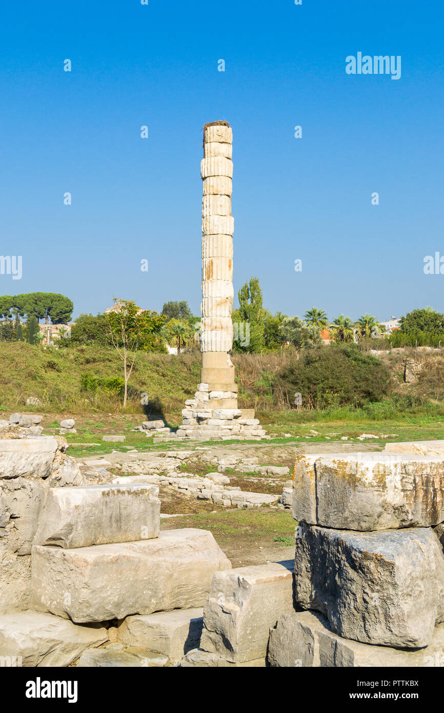 Tempel der Artemis Ruinen - eines der Sieben Weltwunder der Antike - Selcuk, Türkei. Stockfoto