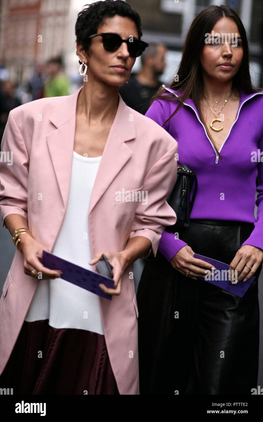 Street Style, Frühling Sommer 2019. London Fashion Week - Sept. 2018 Stockfoto