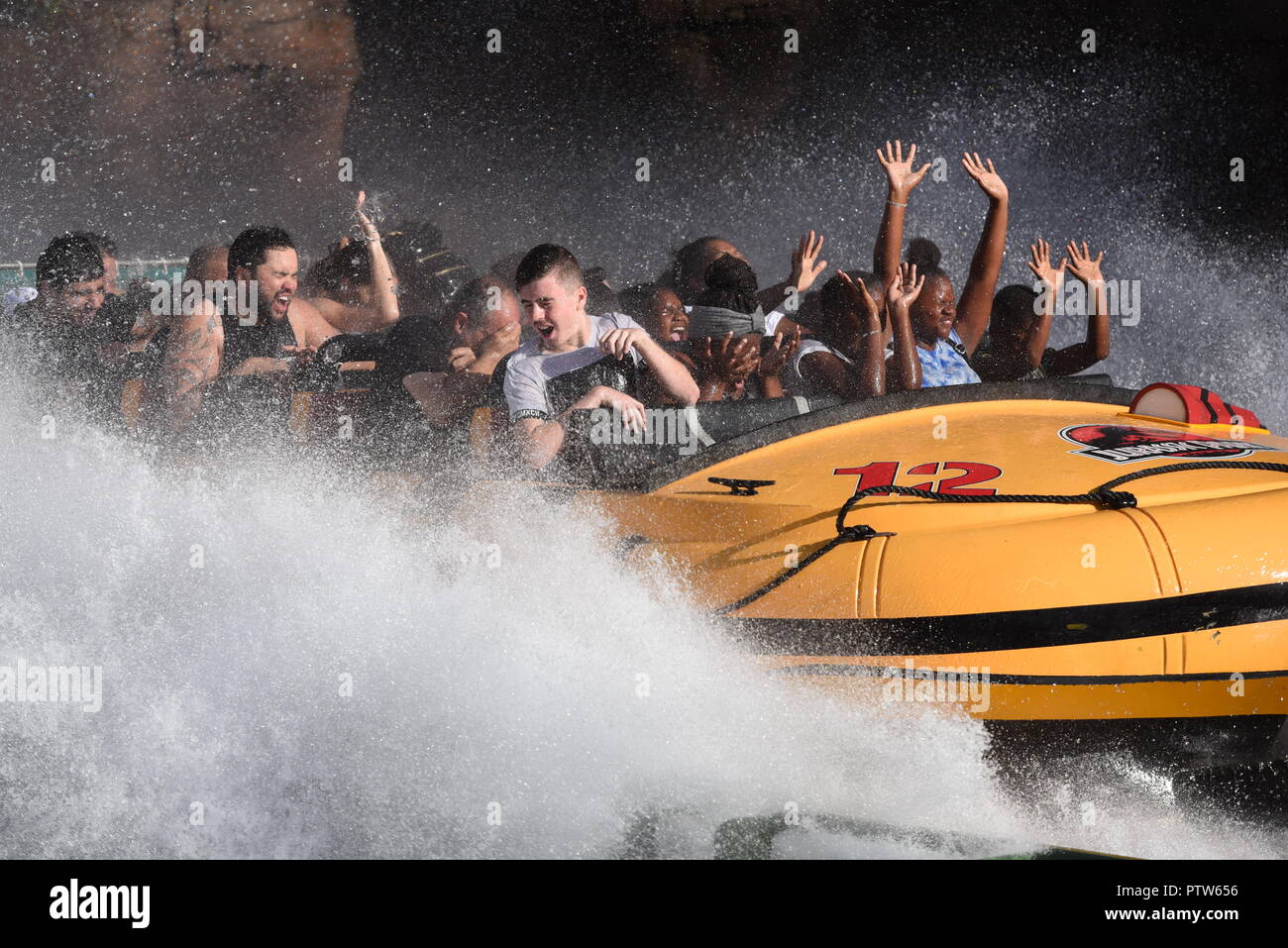 Los Angeles, Kalifornien, USA - 30. Juli 2018: Wasser-basierten Amusement Ride in den Universal Studios Hollywood, Los Angeles, CA. Stockfoto