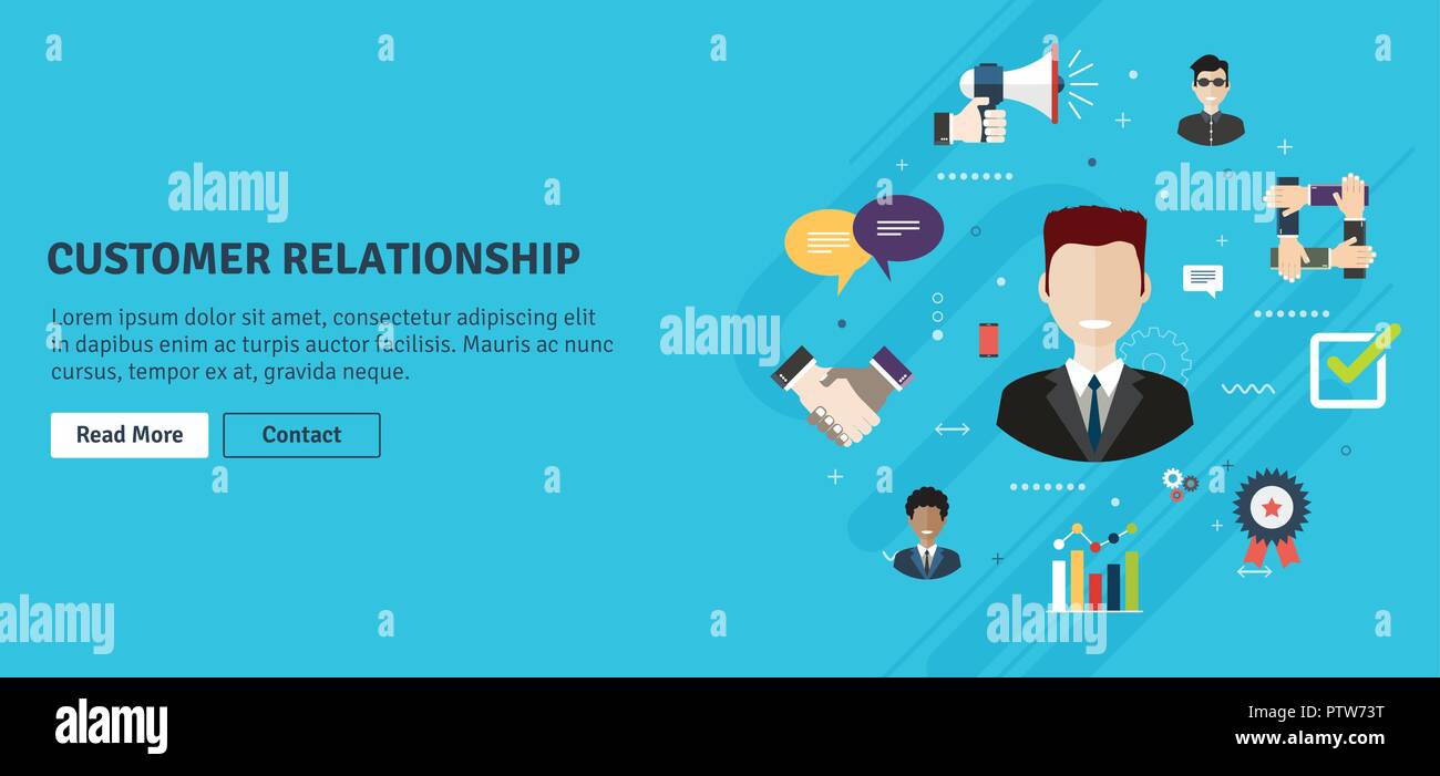 Pflege in Business Management und Qualität der Leistungserbringung. Evaluation und Unterstützung nach dem Verkauf des Produkts. Customer Relationship Konzept Stock Vektor