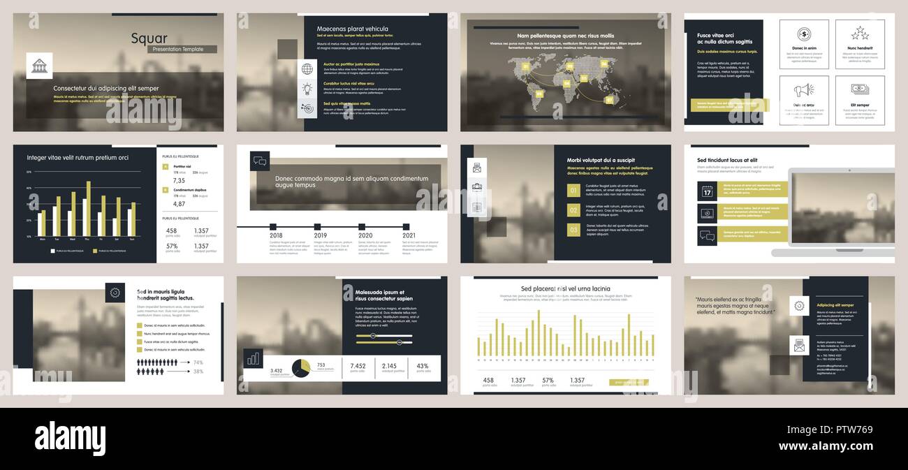 Elemente von Infografiken für Präsentationen vorlagen. Jahresbericht, Prospekt, Buch für Design. Broschüre, Flyer Layout Template Design. Corporate rep Stock Vektor