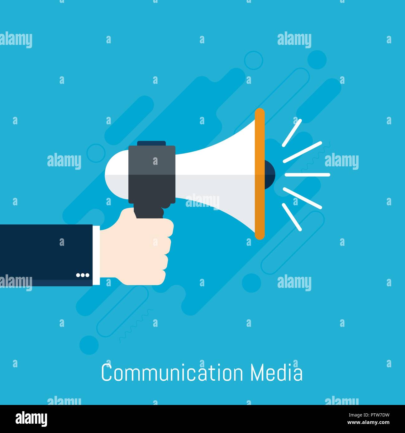 Flache design Vector business Abbildung Konzept Digitales Marketing Business Mann mit Megaphon für Website und Promotion Banner. Stock Vektor