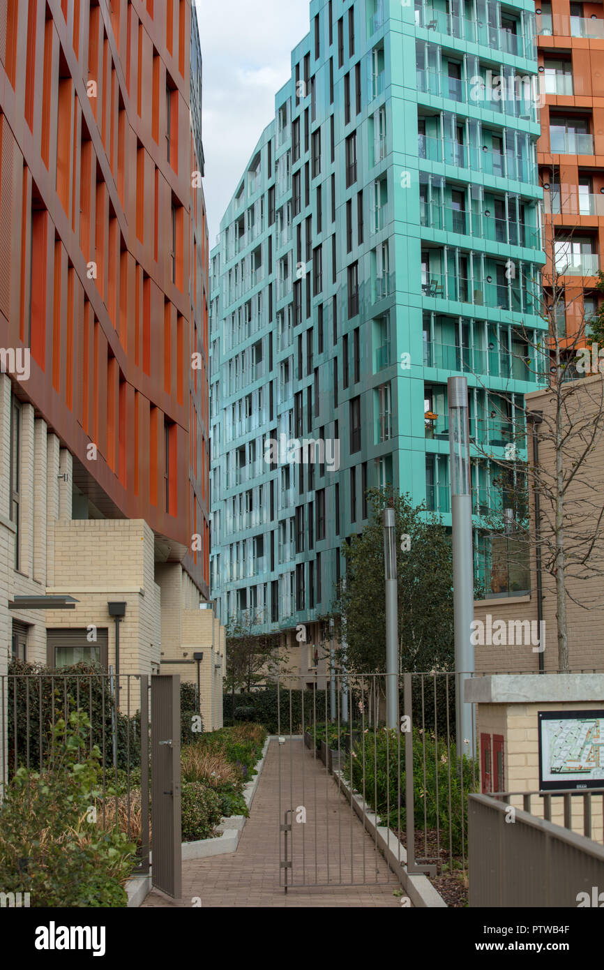 Greenwich, London, GB, einen Bereich, in dem die Sanierung und Wiederbelebung sehen umfangreichen Wohn- und Geschäftshaus Projekte auf der Themse Stockfoto