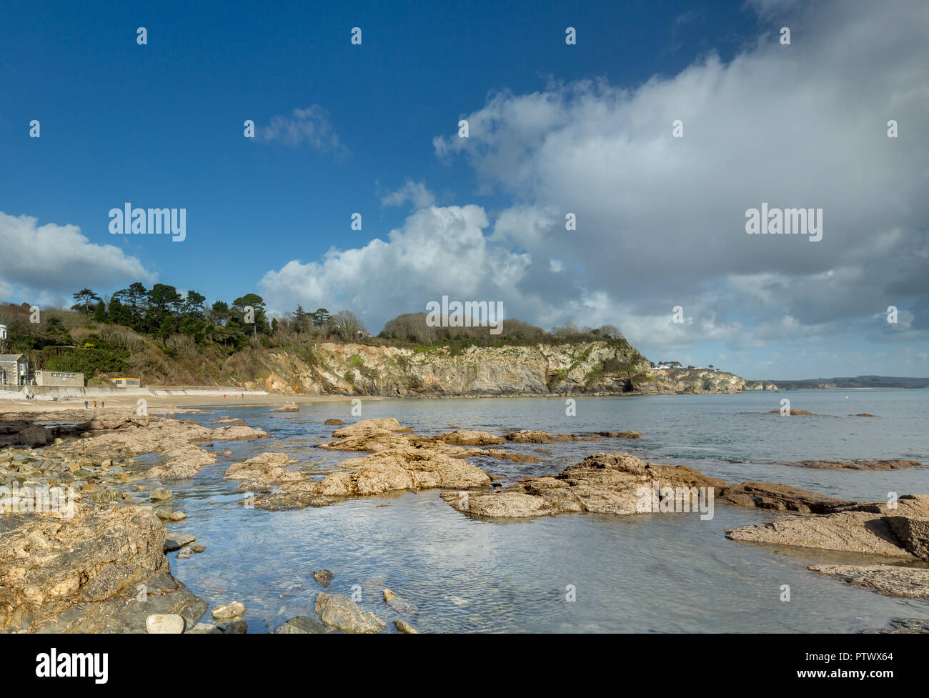 Ruhige See, Porthpean Beach, Cornwall Stockfoto