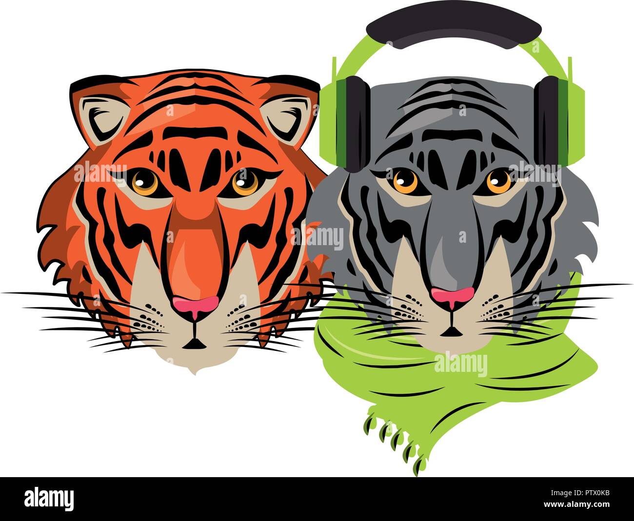 Hipster Tiger cool Skizze Stock Vektor