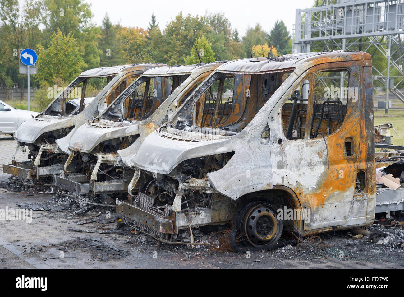 Verbrannte Autos in Danzig, Polen. Oktober 7 2018 © wojciech Strozyk/Alamy Stock Foto Stockfoto