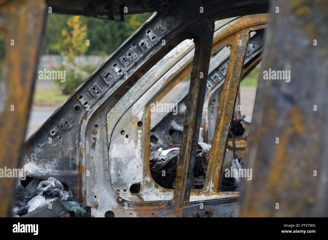 Verbrannte Autos in Danzig, Polen. Oktober 7 2018 © wojciech Strozyk/Alamy Stock Foto Stockfoto