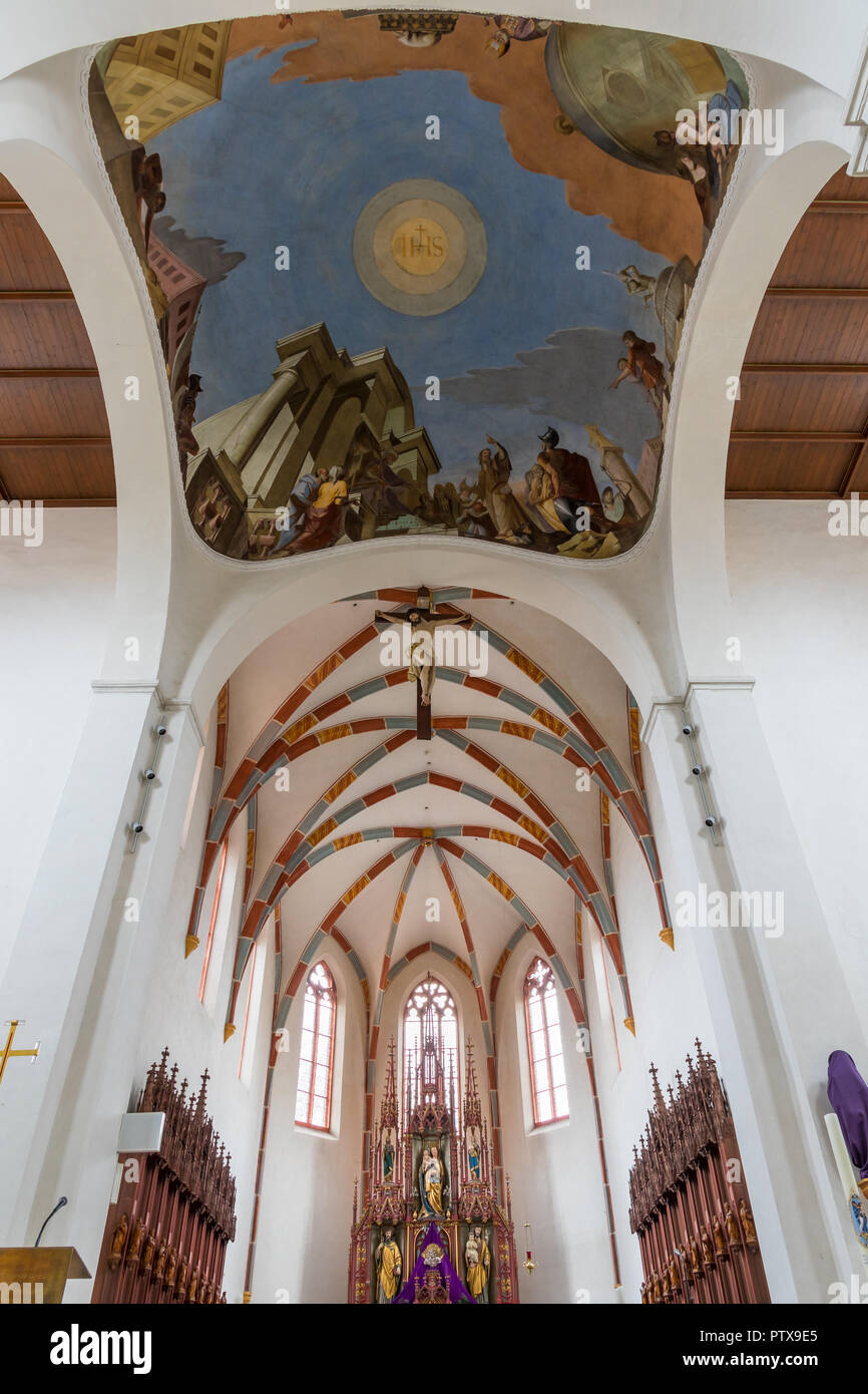 Innenraum der Kirche St. Jakob, Bamberg, Bayern, Deutschland, Europa Stockfoto