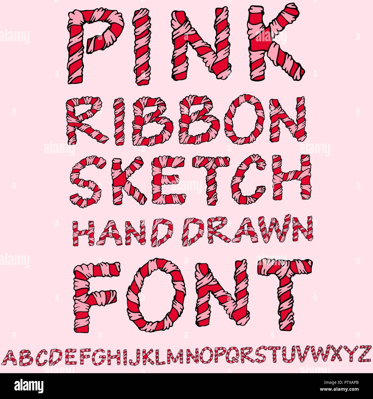 In einem Ribbon Alphabet gewickelt. Satz von rosa Buchstaben. Vector Illustration. Stock Vektor