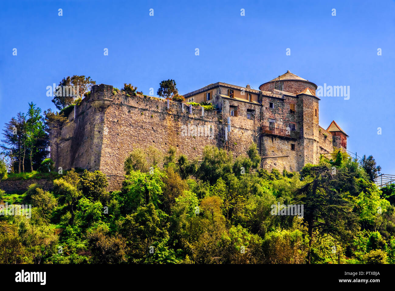 Castel Braun alte Burg Hügel Portofino Genua Ligurien Italien Stockfoto