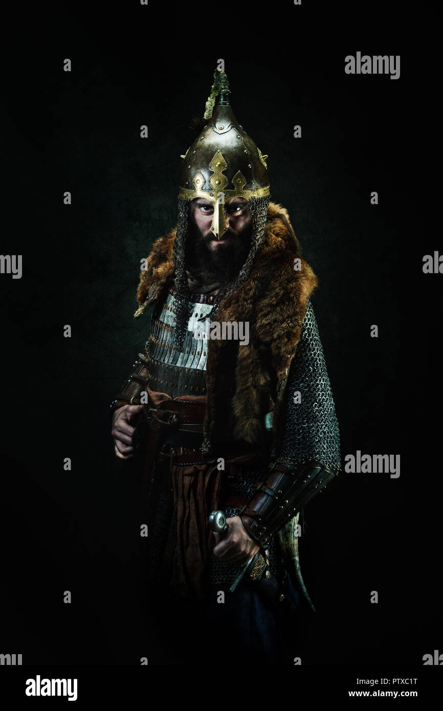 Viking: Porträt einer mittelalterlichen Krieger Stockfoto