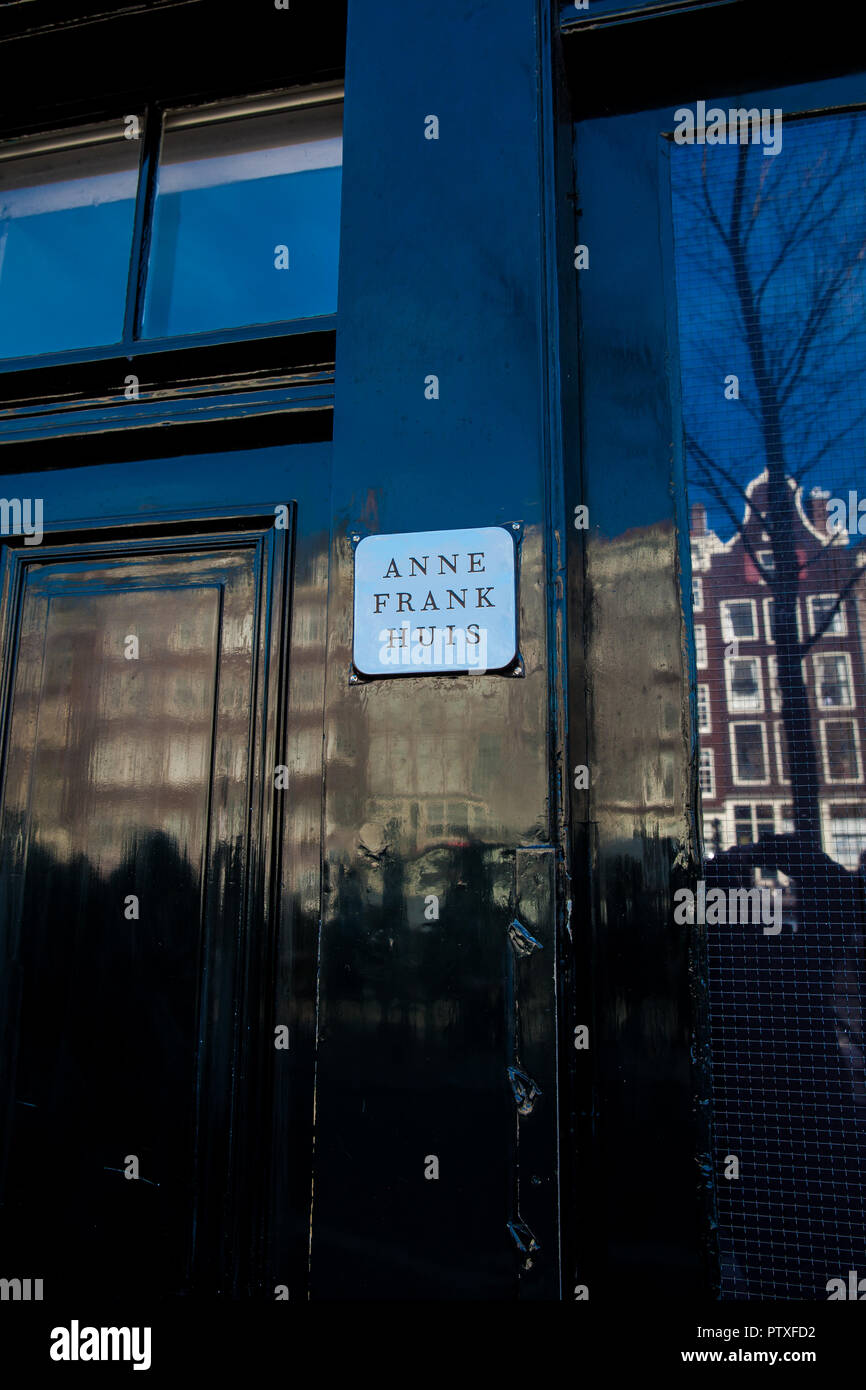 Tür der Anne Frank Haus am alten Central District in Amsterdam Stockfoto
