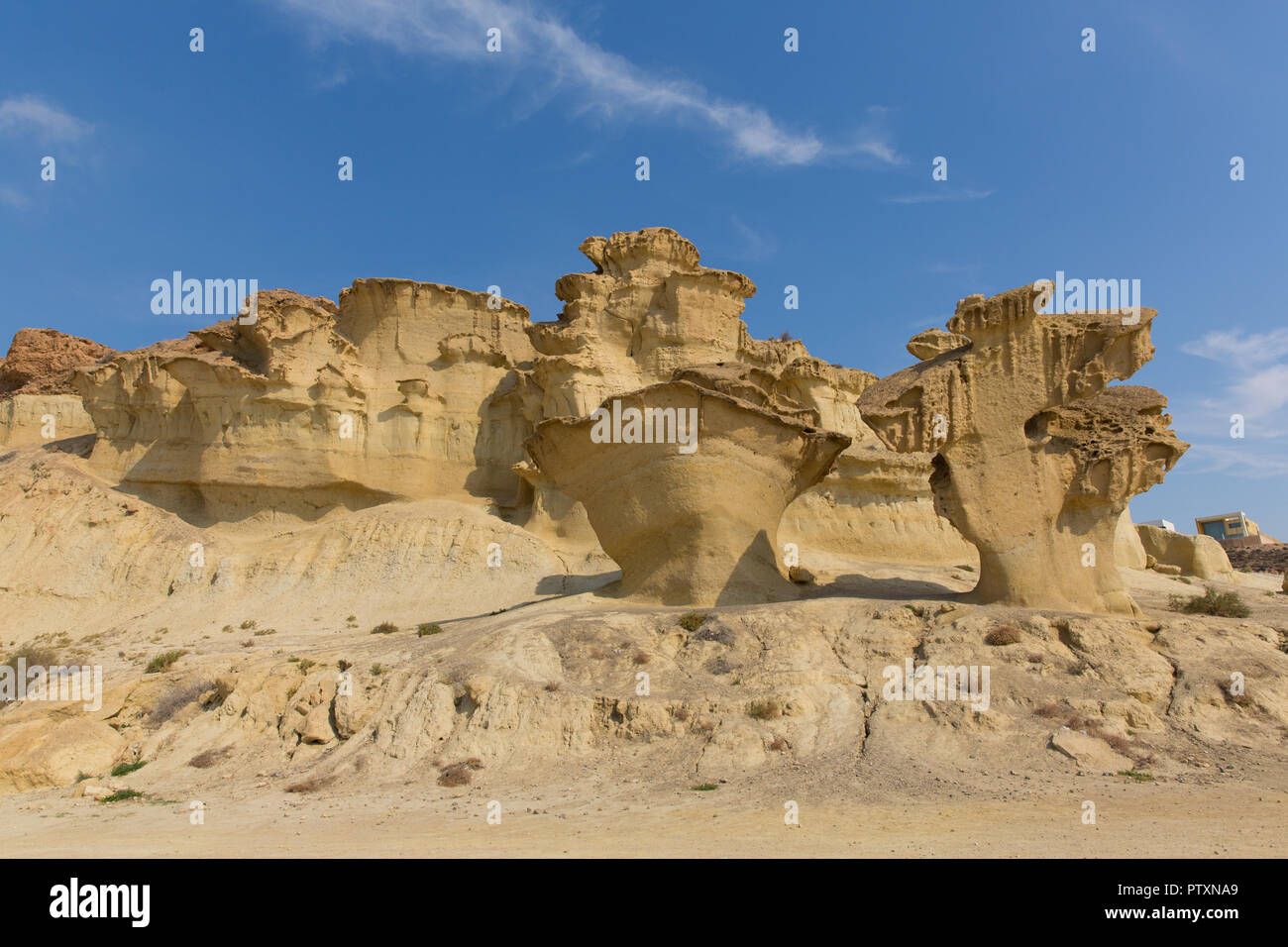 Bolnuevo Sandsteinfelsen Erosionen touristische Attraktion in der Nähe von Mazarron Spanien Stockfoto