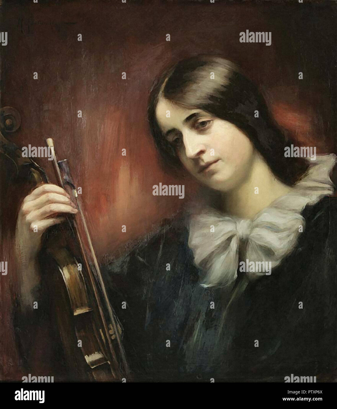 Lautenschlager Marie - Mädchenbildnis mit Violine Stockfoto