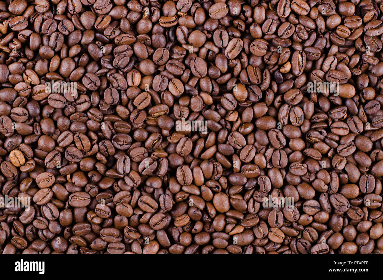 Hintergrund der Kaffeebohnen. Zurück braun Kaffeebohnen. Stockfoto