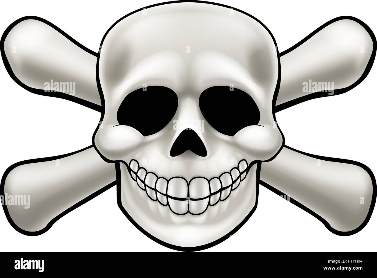Totenkopf Mit Gekreuzten Knochen Cartoon Stock Vektorgrafik Alamy