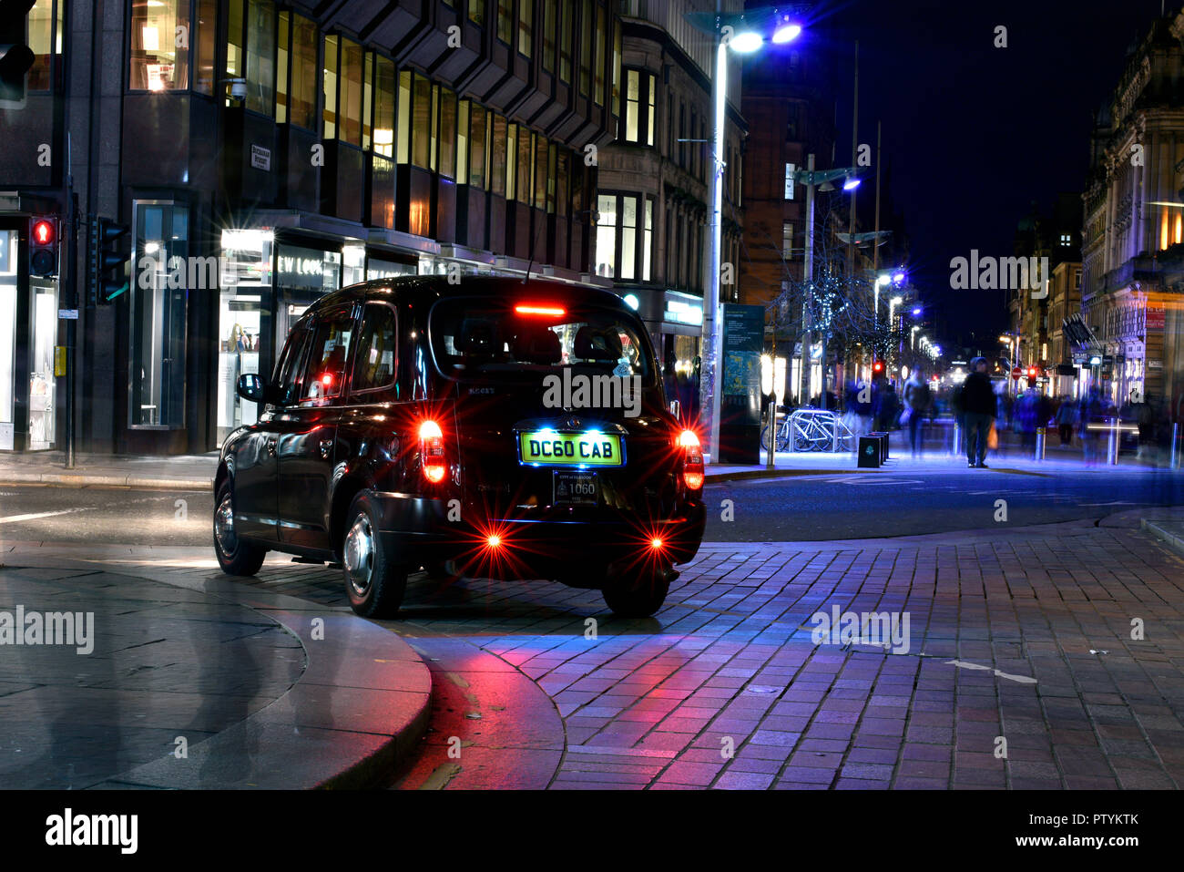 Taxi in der Buchanan Street, Glasgow Stockfoto