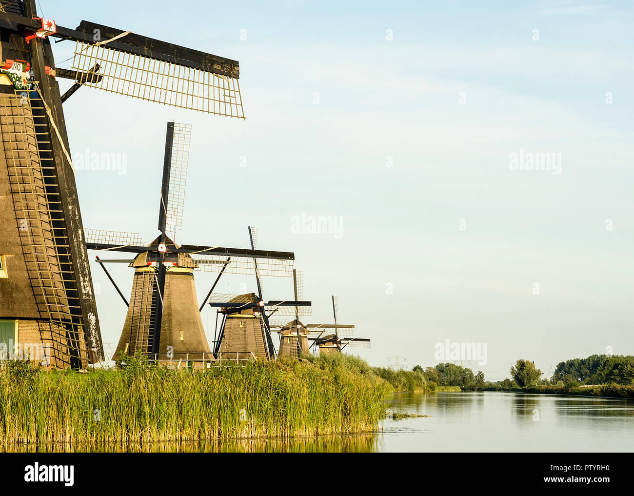 Die Windmühlen von Kinderdijk, Rotterdam, Holland. Stockfoto