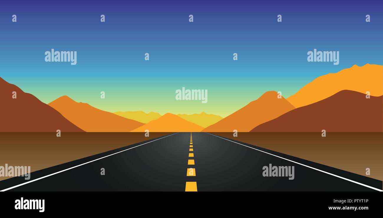 Gerade Asphalt Straße im Herbst in den Bergen landschaft Vektor-illustration EPS 10. Stock Vektor