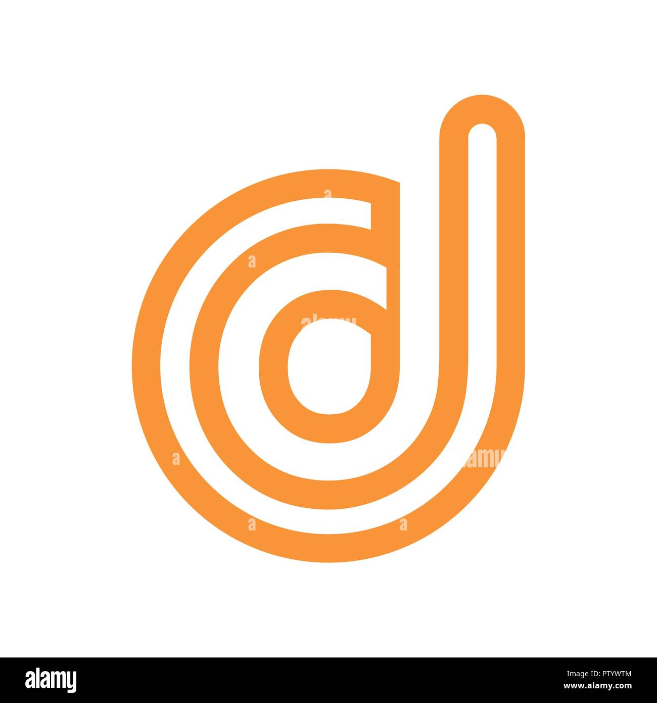 Benutzerdefinierte Schreiben D gerundeten Streifen Fett Vektor Symbol Grafik Logo Design Stock Vektor