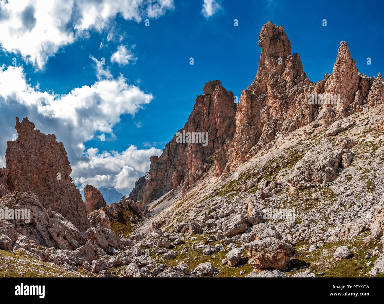 Puez-Geisler-Reserve in den Dolomiten Stockfoto