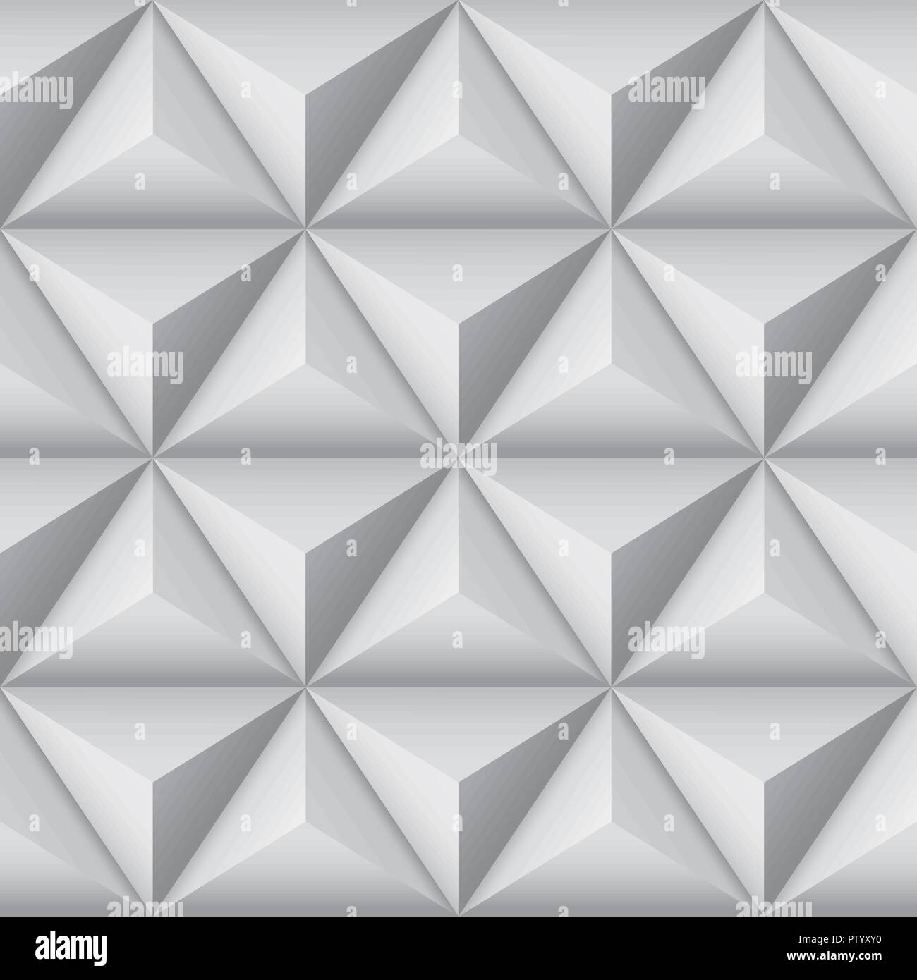 3d geometrische Muster mit Pyramiden. Abstrakte grau nahtlose Hintergrund Stock Vektor