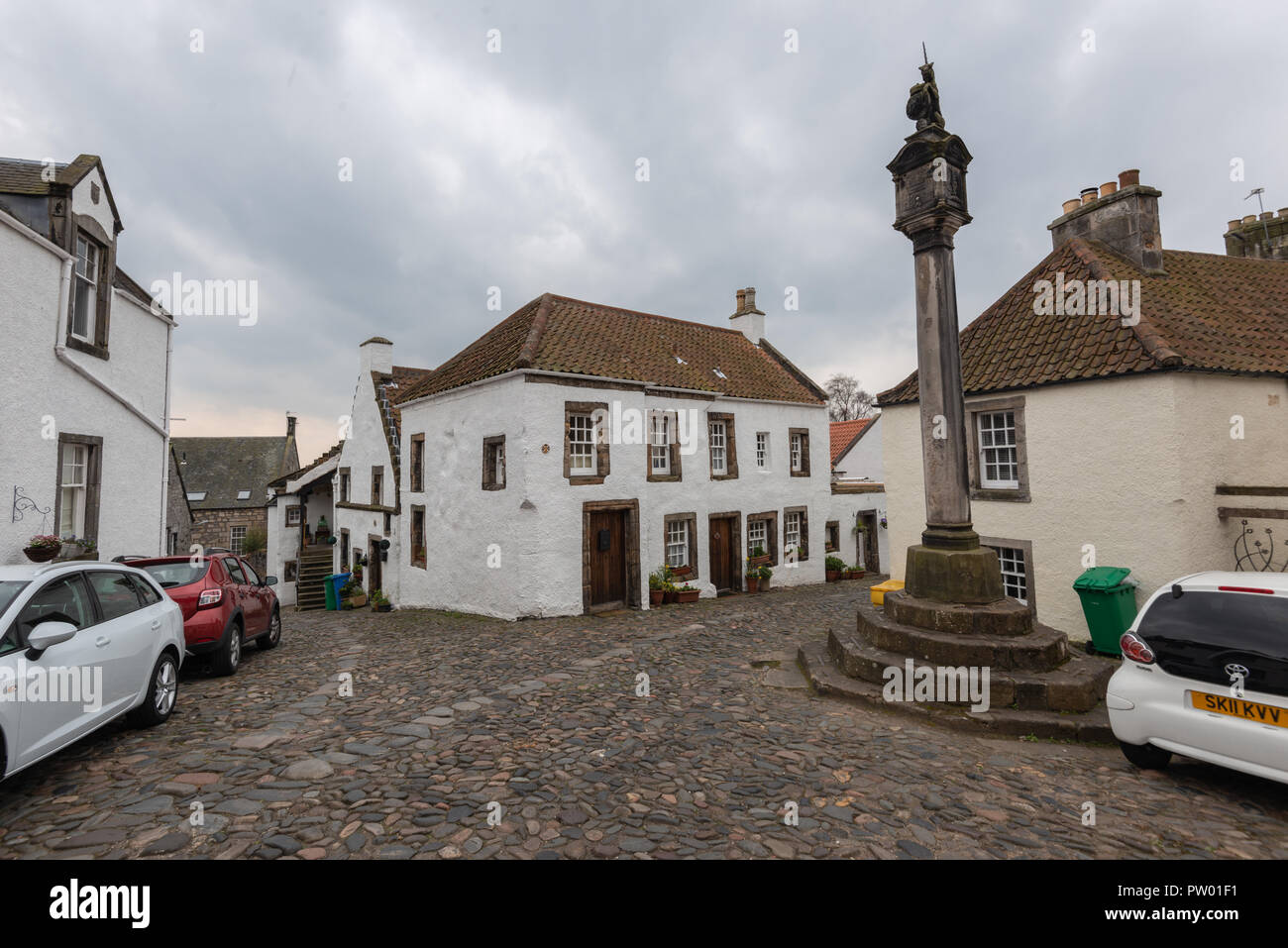Mercat Cross, folgende Sehenswürdigkeiten: Culross, Dunfermline, Fife, Schottland, Vereinigtes Königreich Stockfoto