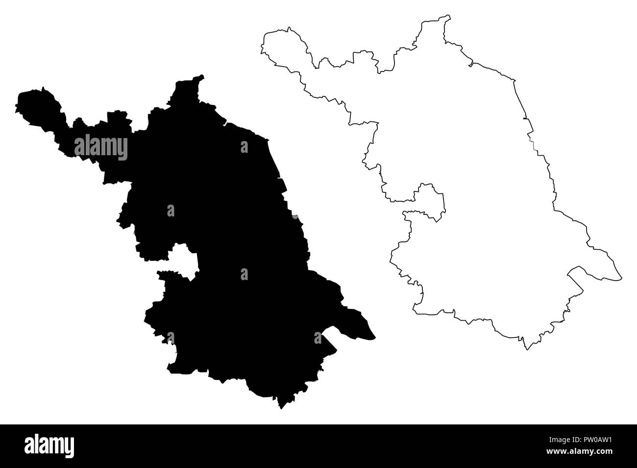 In der Provinz Jiangsu (administrative divisions von China, China, Volksrepublik China, VR China) Karte Vektor-illustration, kritzeln Skizze Kiangsu Karte Stock Vektor