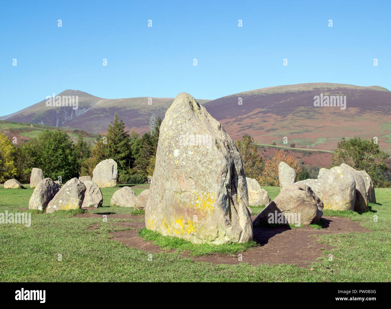 Castlerigg Steinkreis, antike Stätte in der Nähe von Keswick, Cumbria Stockfoto