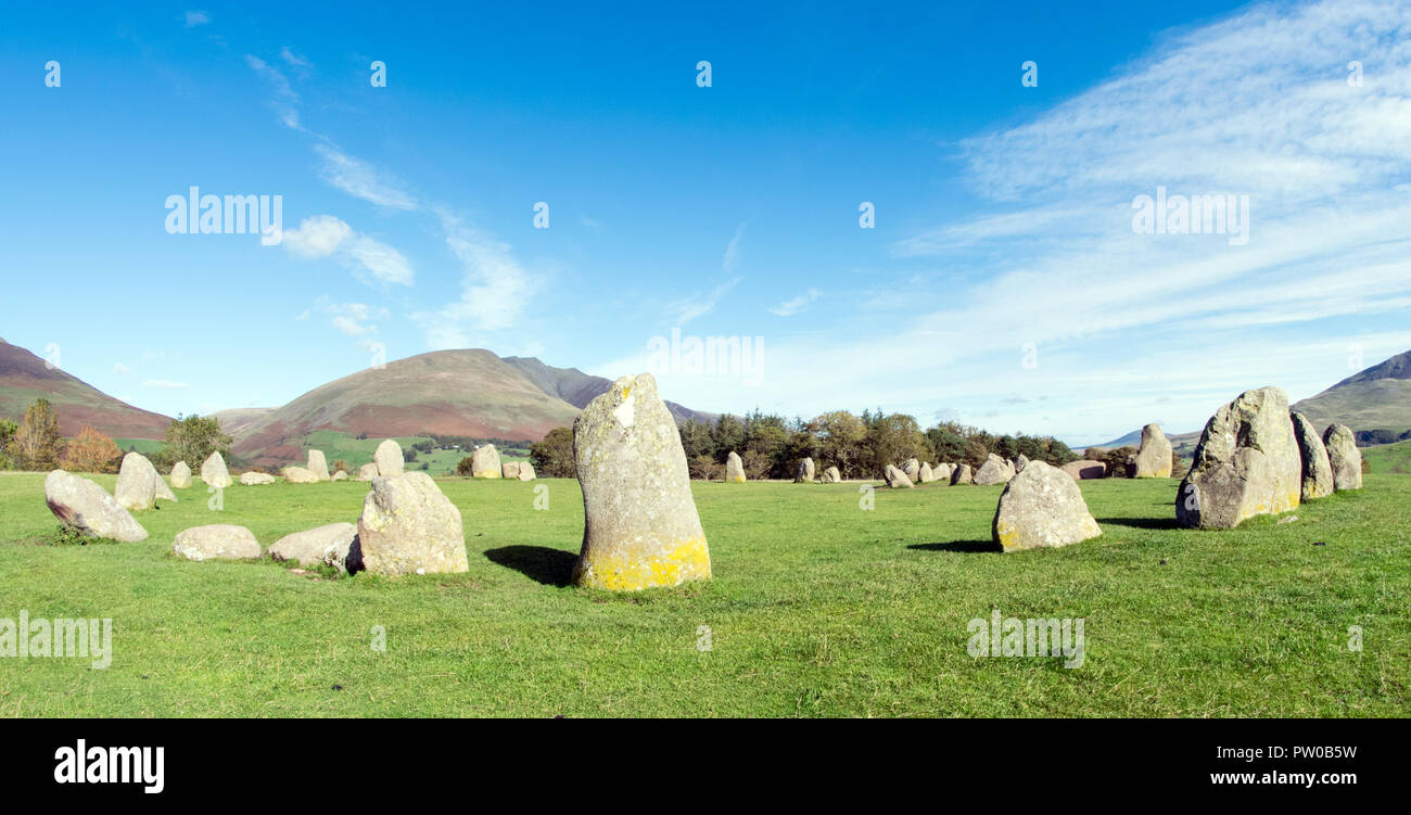 Castlerigg Steinkreis, antike Stätte in der Nähe von Keswick, Cumbria Stockfoto