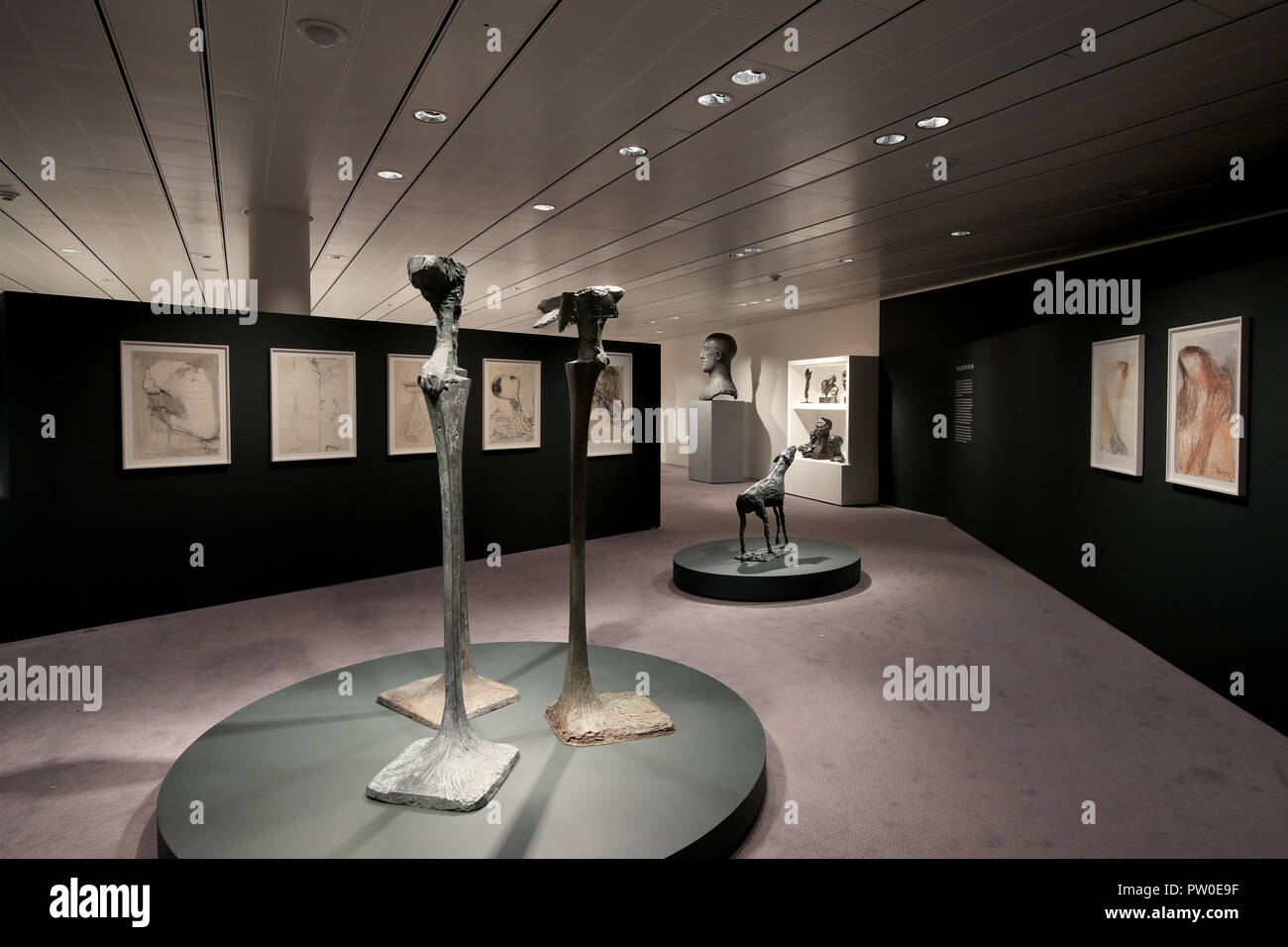 Die Arbeit von Elisabeth Frink auf Anzeige an der Elisabeth Frink Menschen und andere Tiere Ausstellung Vorschau am Sainsbury Zentrum für Bildende Kunst in Norwich, Norfolk. PRESS ASSOCIATION Foto. Bild Datum: Donnerstag, den 11. Oktober 2018. Die Ausstellung wird neue Perspektiven eröffnen und Ihre radikalen und böhmische Anfänge in den 50er Jahren in London, eine der wichtigsten britischen Bildhauer des 20. Jahrhunderts Aufarbeitung. Photo Credit: Chris Radburn/PA-Kabel Stockfoto