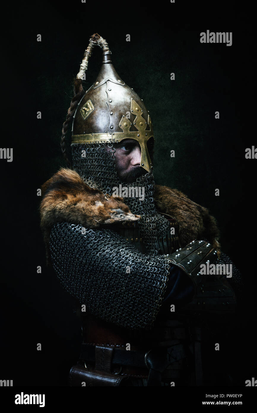 Viking: Porträt einer mittelalterlichen Krieger Stockfoto