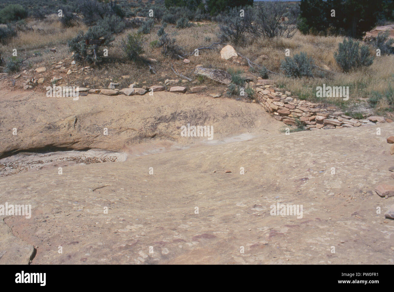 Anasazi/Puebloan wasser Kontrollstruktur, Howenweep National Monument in Utah. Foto Stockfoto