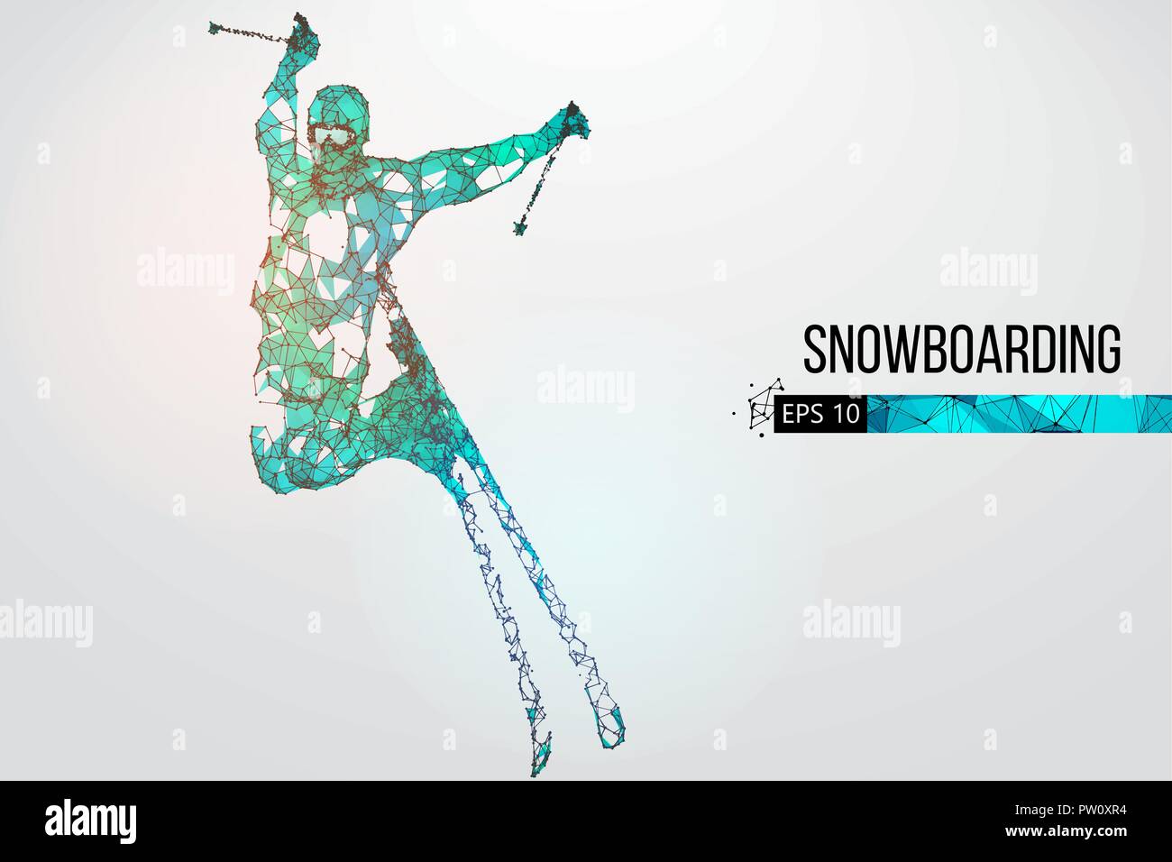 Silhouette eines Skifahrers isoliert springen. Vector Illustration Stock Vektor