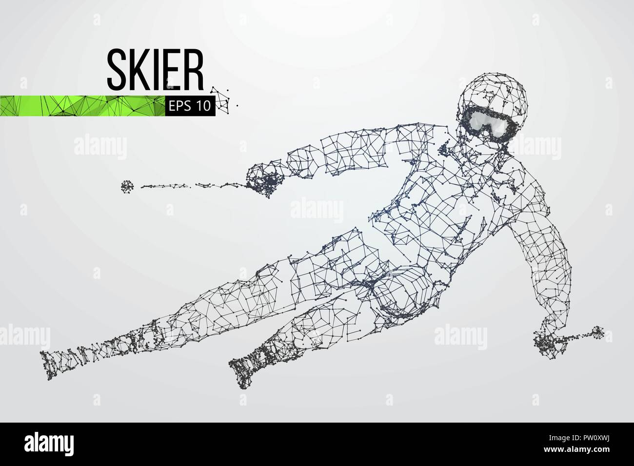 Silhouette eines Skifahrers isoliert springen. Vector Illustration Stock Vektor