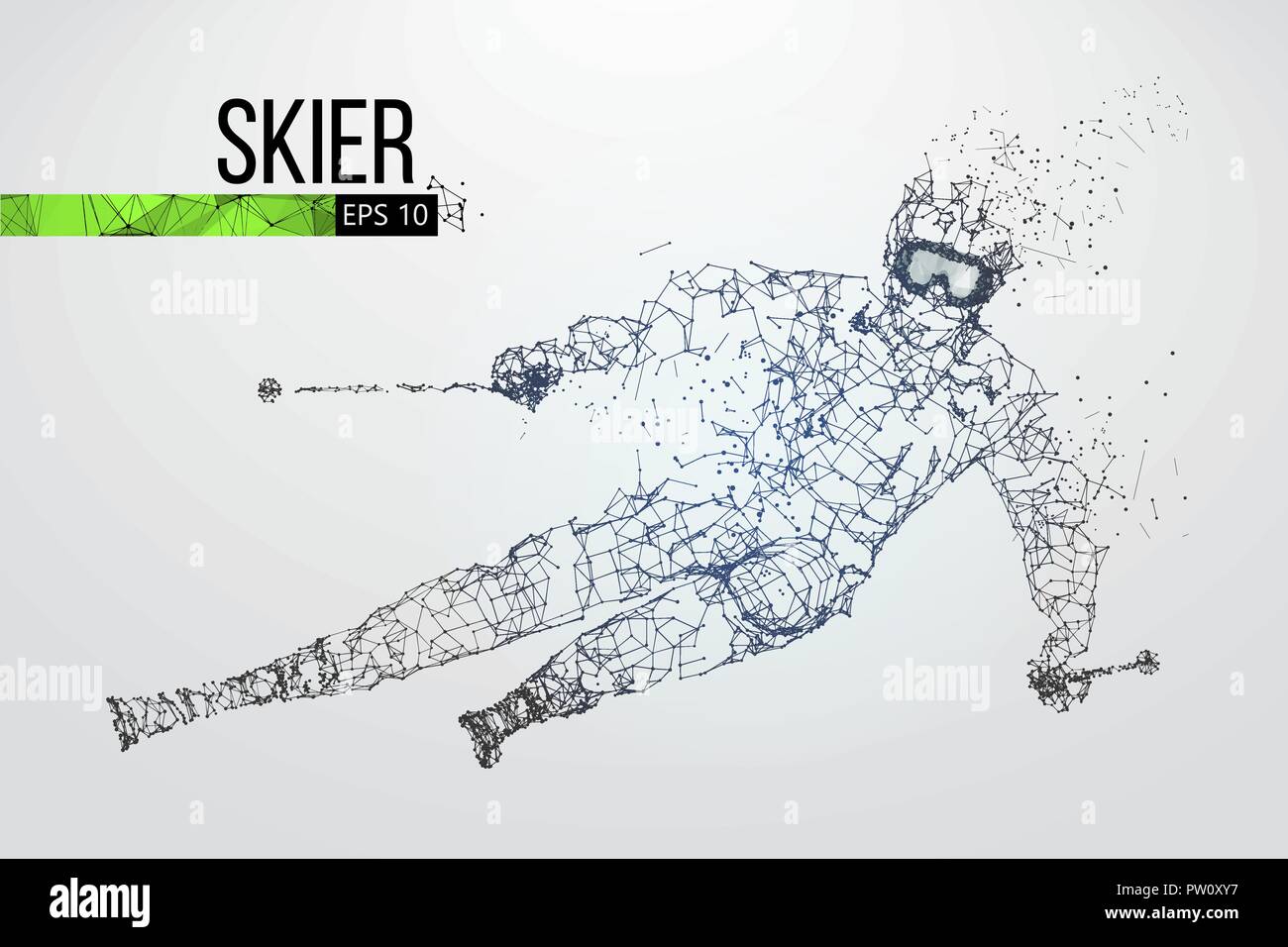 Silhouette eines Skifahrers isoliert springen. Vector Illustration Stock Vektor