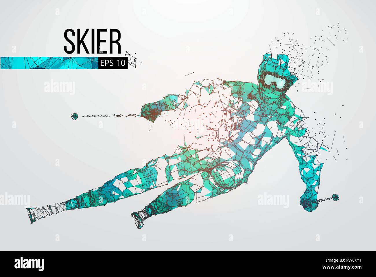 Silhouette eines Skifahrers isoliert springen. Vector Illustration Stock Vektor