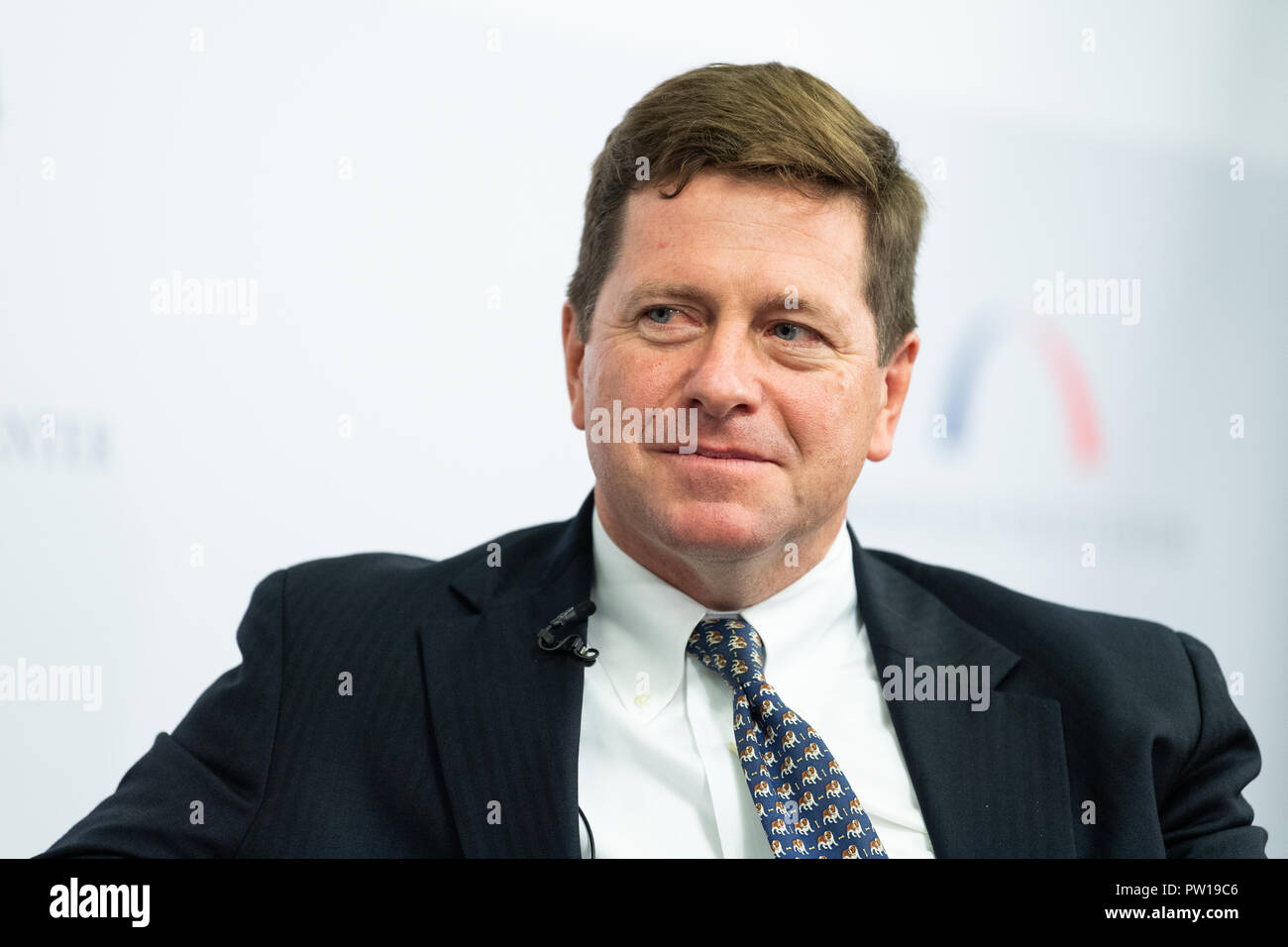 Jay Clayton, Vorsitzender der U.S. Securities und Exchange Commission Sprechen während der Veranstaltung gesehen mit dem Titel Referenzzinssatz Reform; Auswirkungen auf die Wirtschaft und die Verbraucher an der Bipartisan Policy Center in Washington, DC. Stockfoto