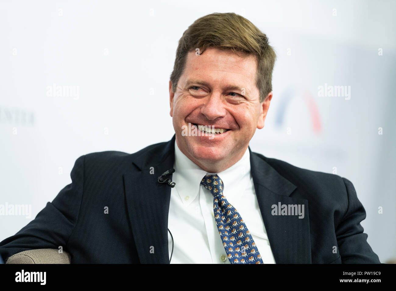 Jay Clayton, Vorsitzender der U.S. Securities und Exchange Commission Sprechen während der Veranstaltung gesehen mit dem Titel Referenzzinssatz Reform; Auswirkungen auf die Wirtschaft und die Verbraucher an der Bipartisan Policy Center in Washington, DC. Stockfoto