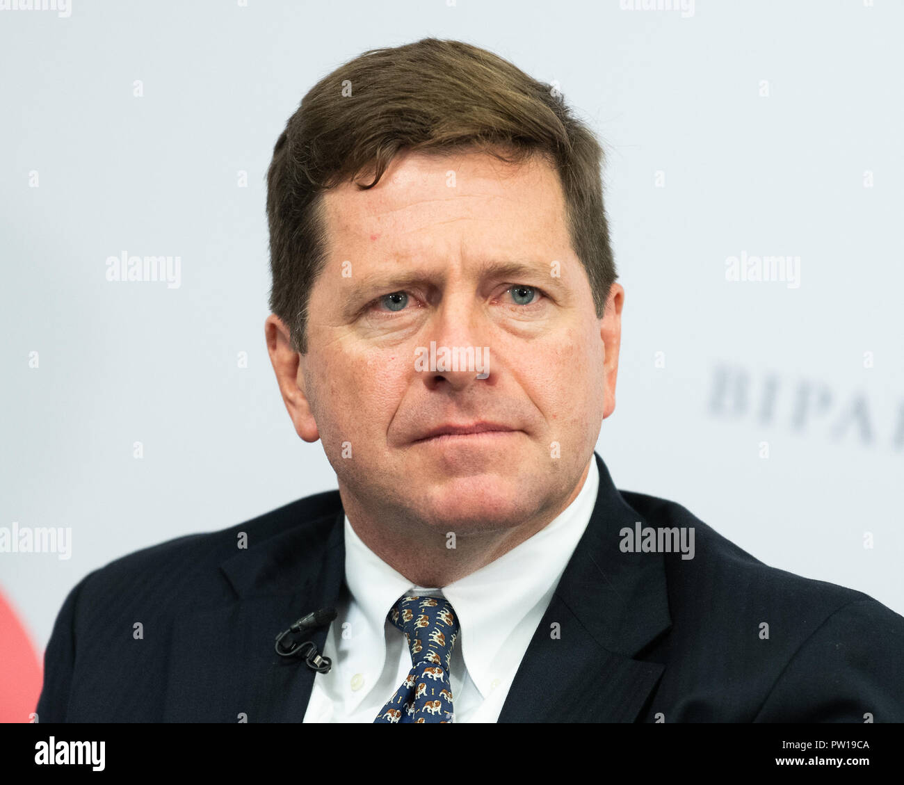 Jay Clayton, Vorsitzender der U.S. Securities und Exchange Commission Sprechen während der Veranstaltung gesehen mit dem Titel Referenzzinssatz Reform; Auswirkungen auf die Wirtschaft und die Verbraucher an der Bipartisan Policy Center in Washington, DC. Stockfoto