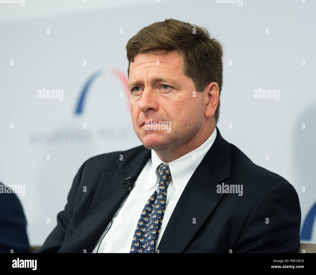 Jay Clayton, Vorsitzender der U.S. Securities und Exchange Commission Sprechen während der Veranstaltung gesehen mit dem Titel Referenzzinssatz Reform; Auswirkungen auf die Wirtschaft und die Verbraucher an der Bipartisan Policy Center in Washington, DC. Stockfoto
