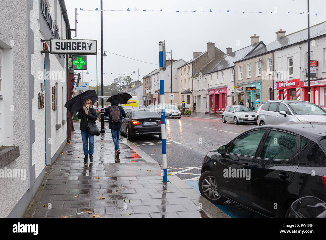 Celbridge, Grafschaft Kildare, Irland. 12 Okt, 2018: Nach der relativ ruhigen Morgen die afternooon stareted mit starken Regen Sturm Callum bewegt sich über Irland. Quelle: Michael Grubka/Alamy leben Nachrichten Stockfoto