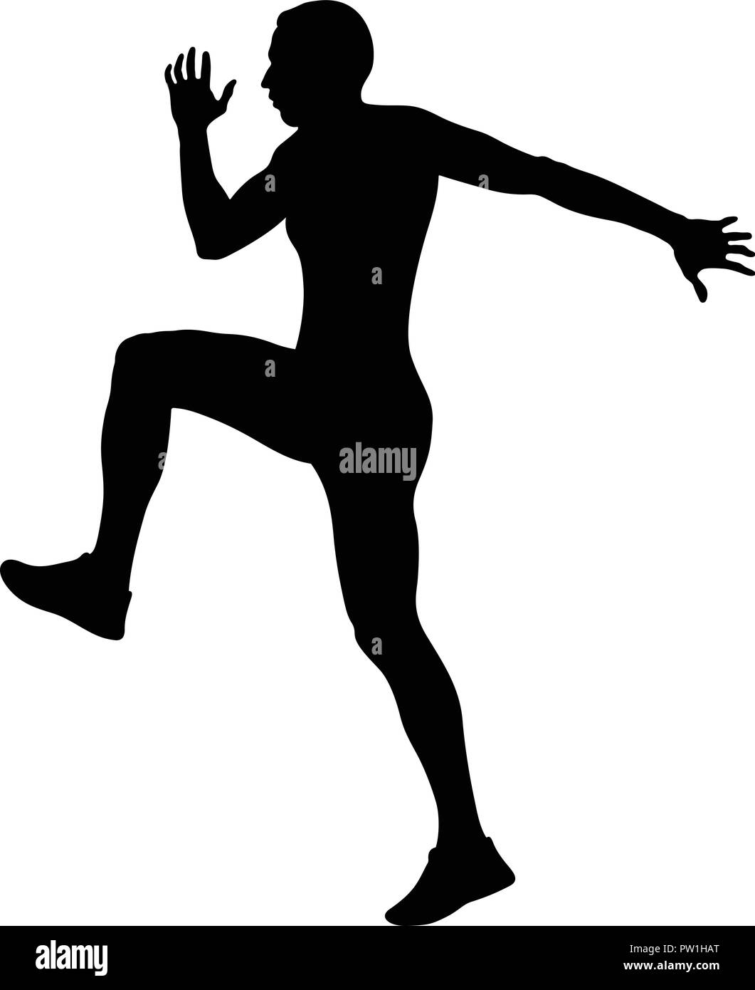 Long Jump flying Jumper Athlet schwarze Silhouette Stock Vektor